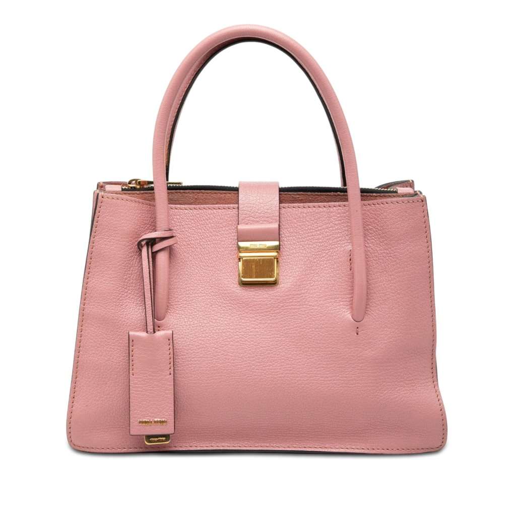 Miu Miu Goatskin Madras Handbag Pink Leather Very good condition - Front View