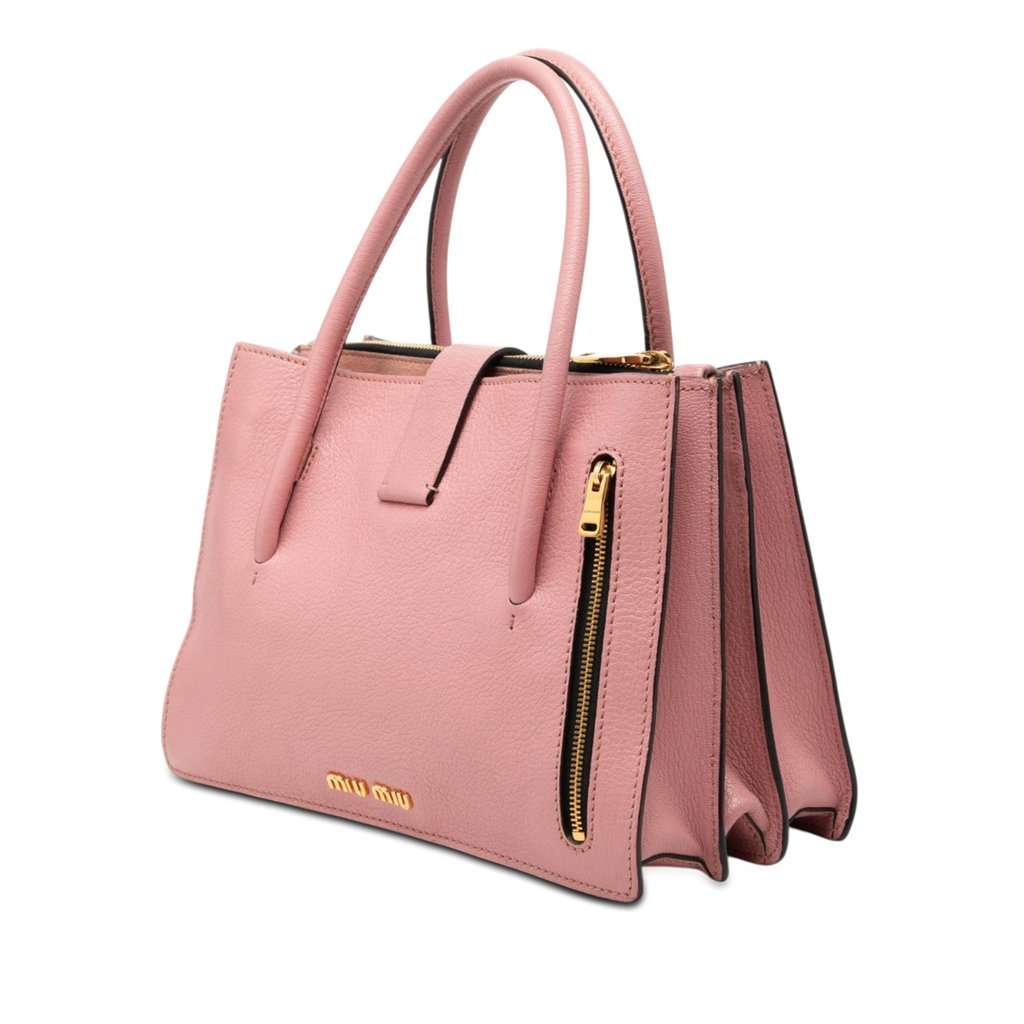 Miu Miu Goatskin Madras Handbag Pink Leather Very good condition - Back View