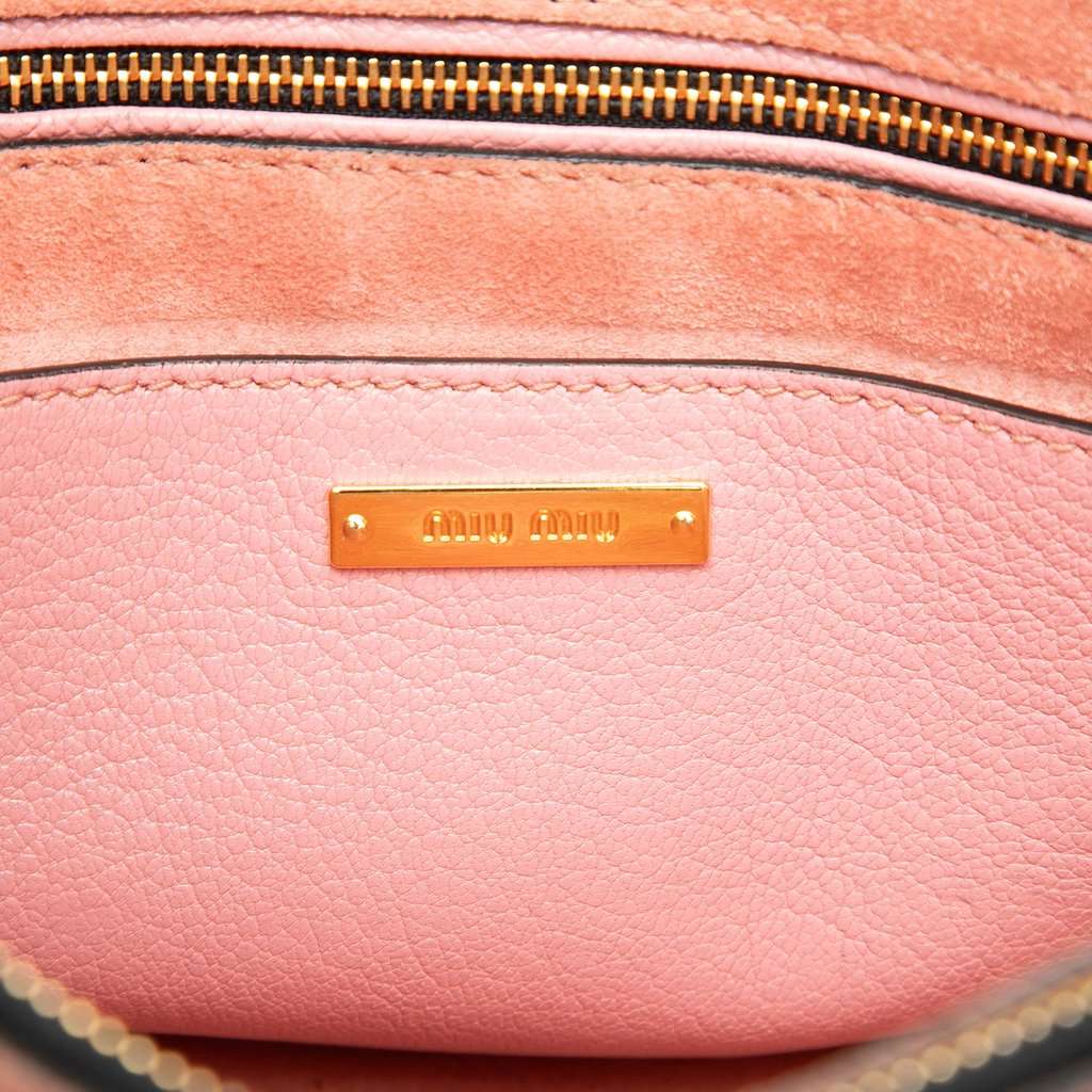 Miu Miu Goatskin Madras Handbag Pink Leather Very good condition - Box View