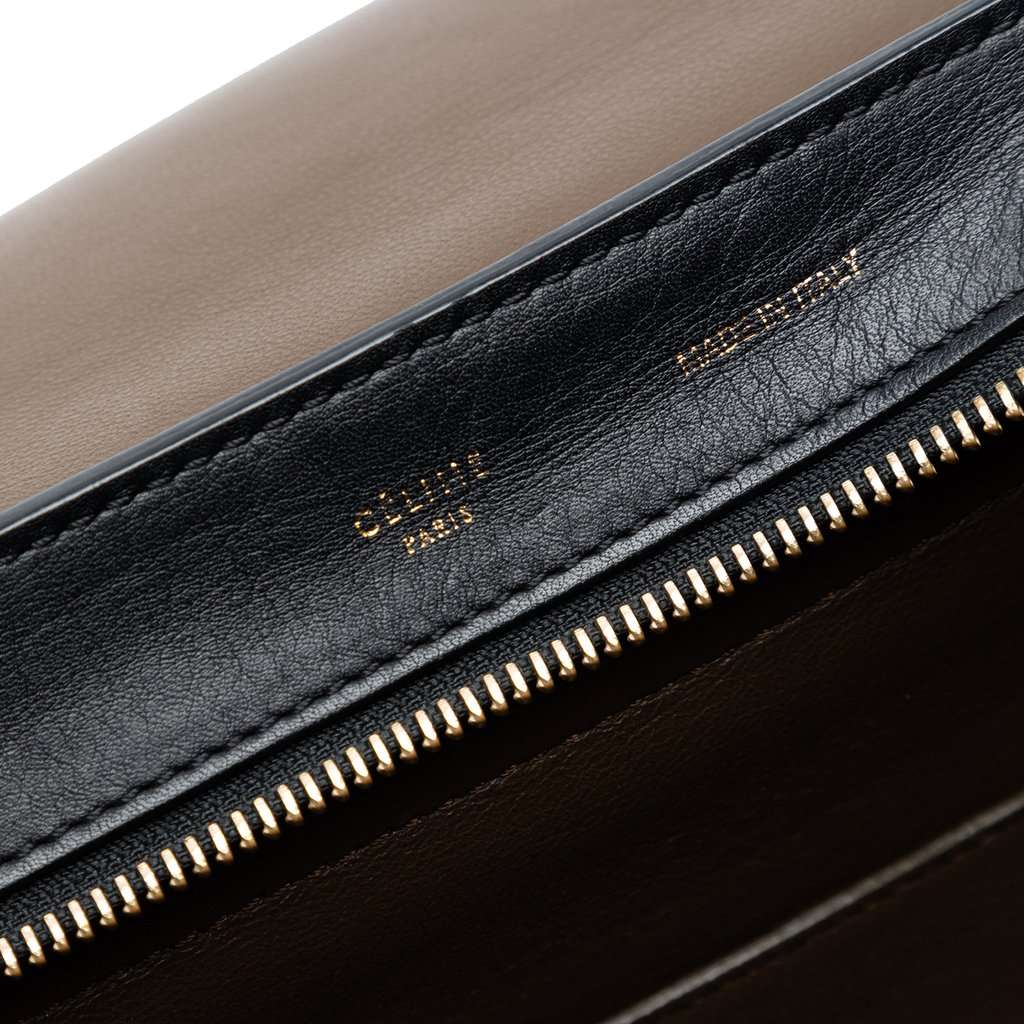 Celine Medium Tricolor Calfskin and Suede Trapeze Satchel Black Leather Very good condition - Box View