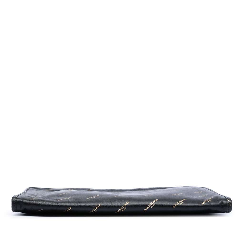 Balenciaga Lambskin Allover Logo Zip Pouch Black Leather Very good condition - Inside View