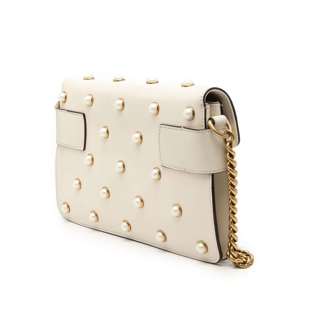 Gucci Mini Leather Queen Margaret Broadway Satchel White Leather Very good condition - Back View