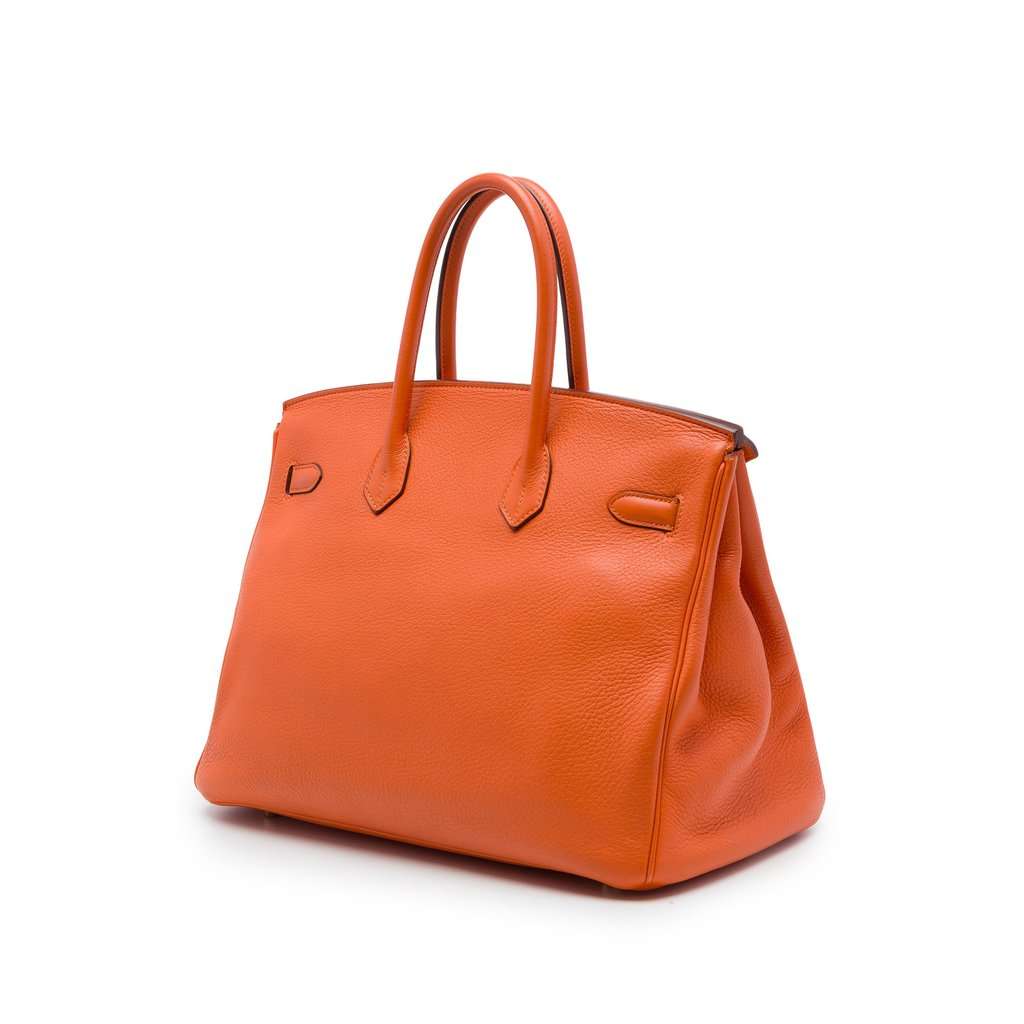Hermès Clemence Birkin Retourne 35 Orange Leather Very good - Back View