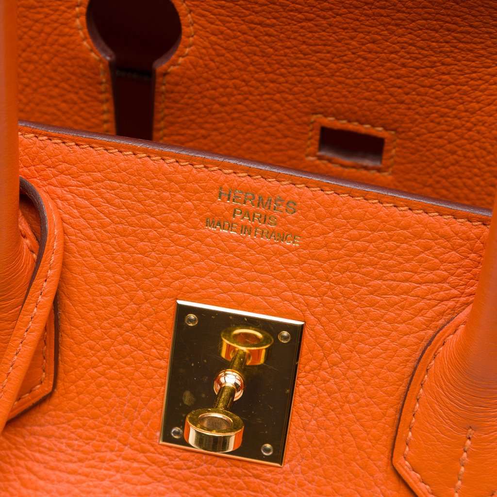 Hermès Clemence Birkin Retourne 35 Orange Leather Very good - Box View