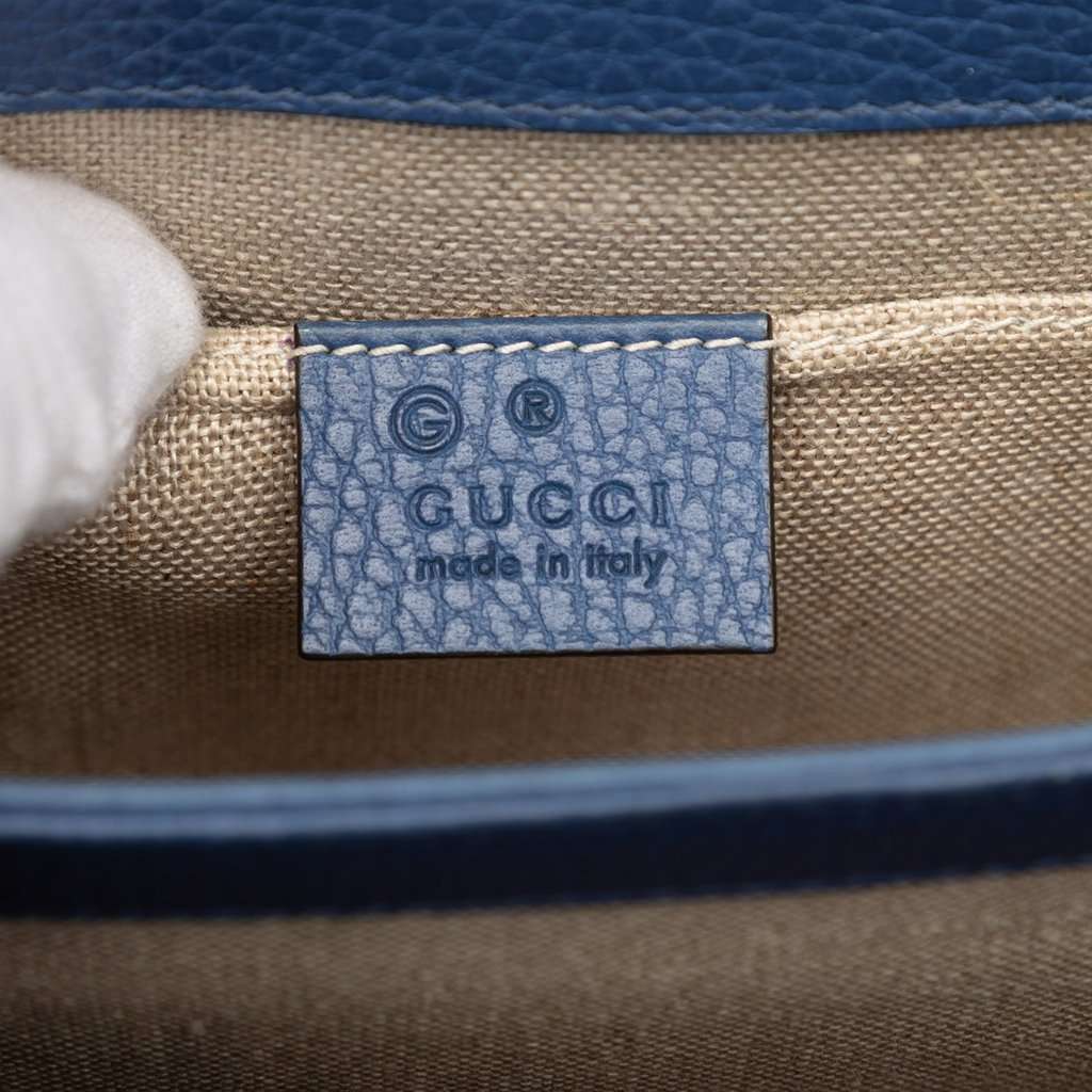 Gucci Small Dollar Calfskin Interlocking G Crossbody Blue Leather Very good condition - Box View