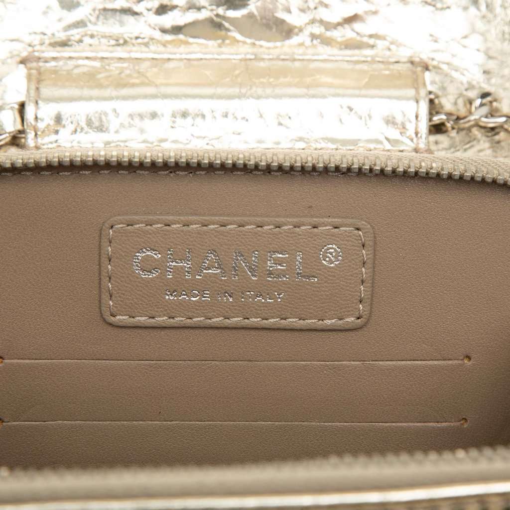 Chanel Quilted Metallic Aged Calfskin Clams Wallet on Chain Gold Leather Very good condition - Box View