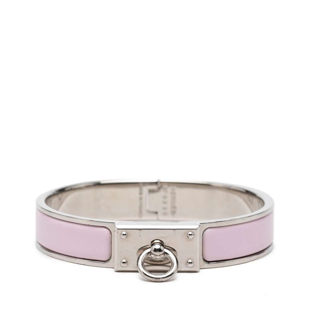Hermès Narrow Enamel Clic Anneau Bracelet PM Pink Very good condition - Front View
