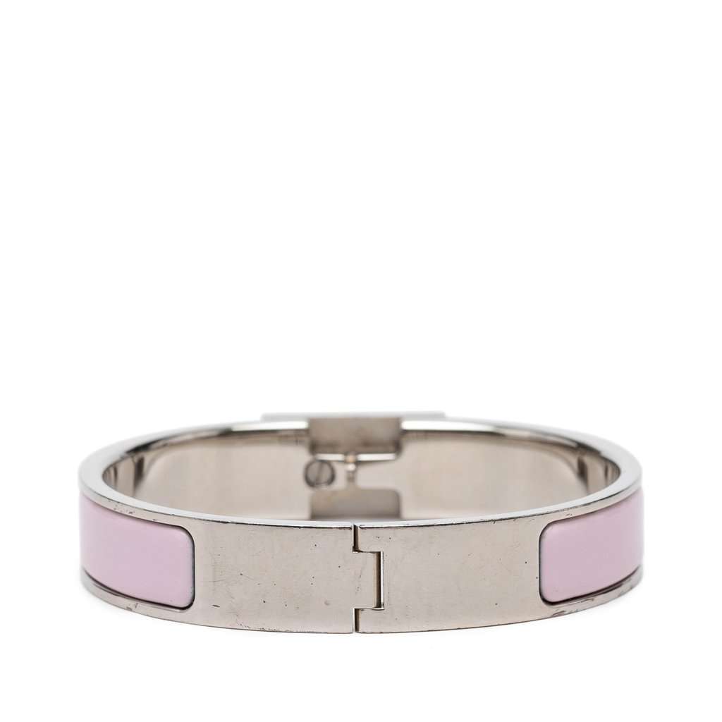 Hermès Narrow Enamel Clic Anneau Bracelet PM Pink Very good condition - Inside View