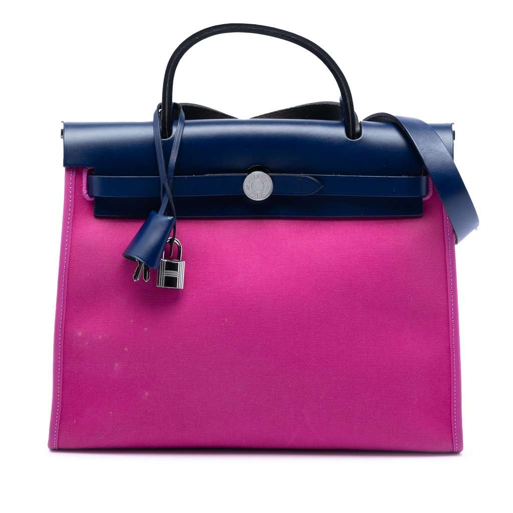 Hermès Toile Herbag Zip 31 Pink Very good condition - Front View