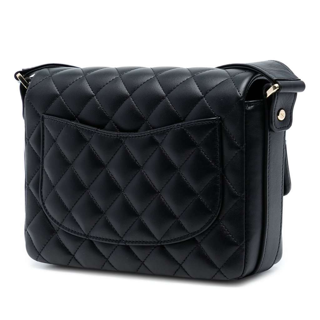 Chanel Quilted Calfskin Bolero de Chanel Flap Black Leather Very good - Back View