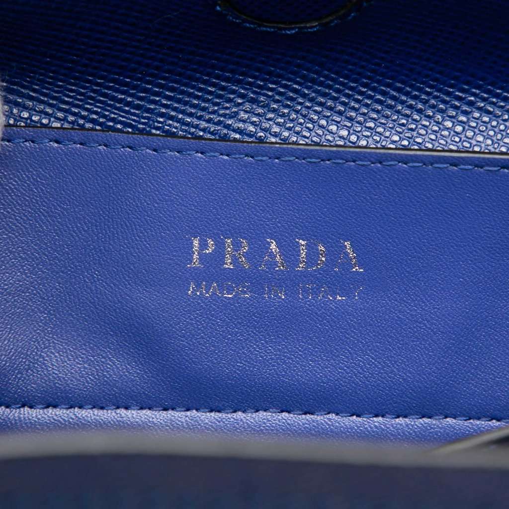 Prada Medium Saffiano Cuir Double Handle Satchel Blue Leather Very good condition - Box View