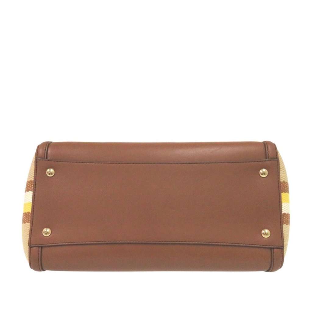 Salvatore Ferragamo Medium Striped Canvas and Leather Amy Tote Beige Very good condition - Inside View