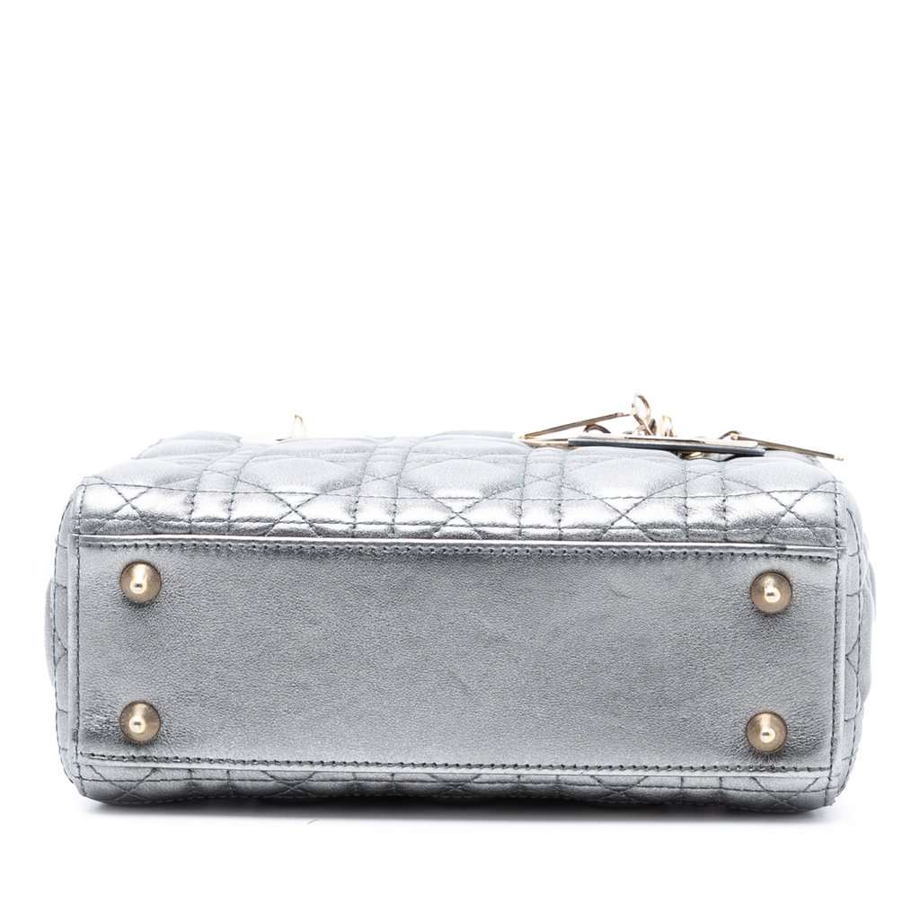 Dior Small Metallic Lambskin Cannage My ABCDior Lady Dior Silver Leather Very good - Inside View