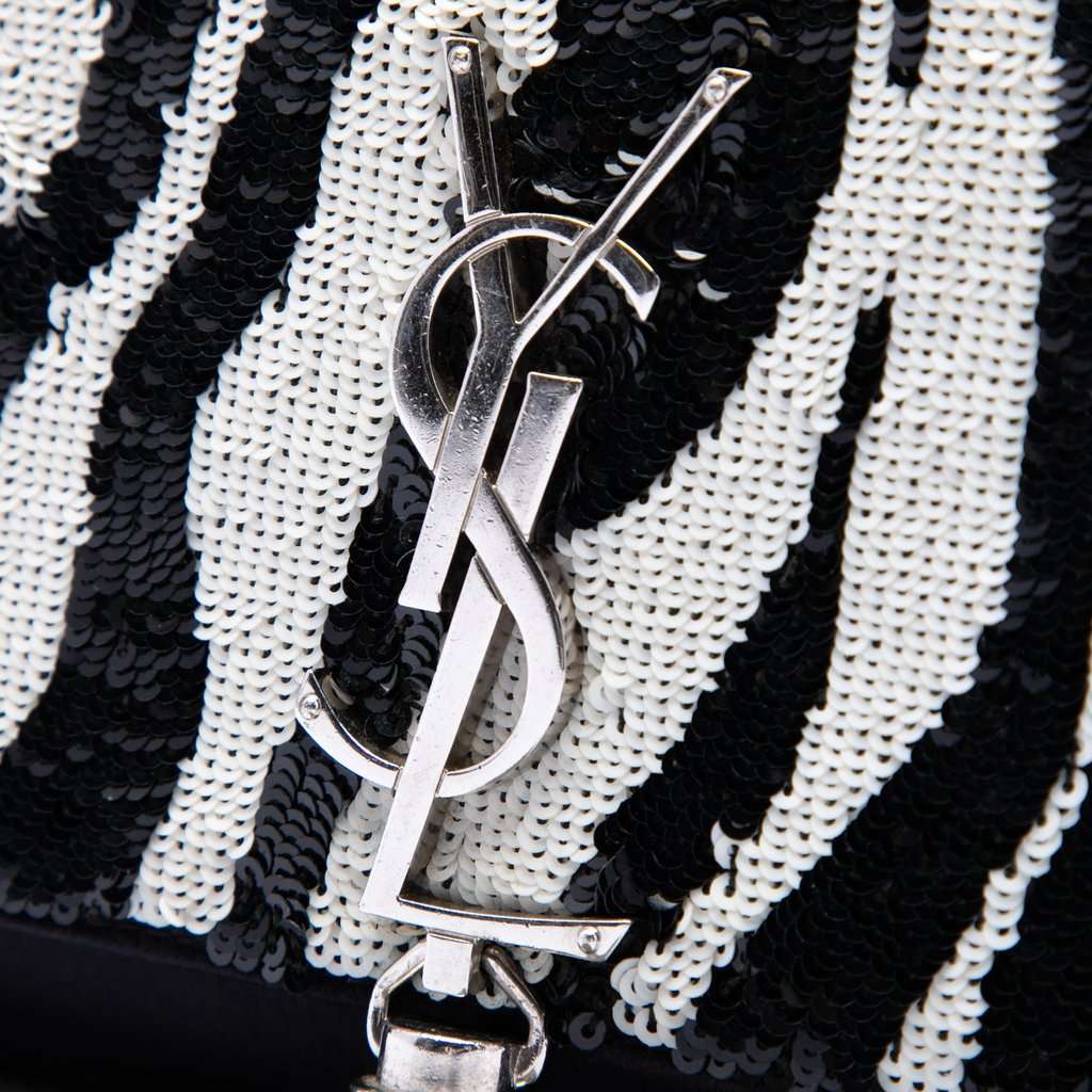 Saint Laurent Small Satin Monogram Kate Zebra Sequin Crossbody Black Very good condition - Box View
