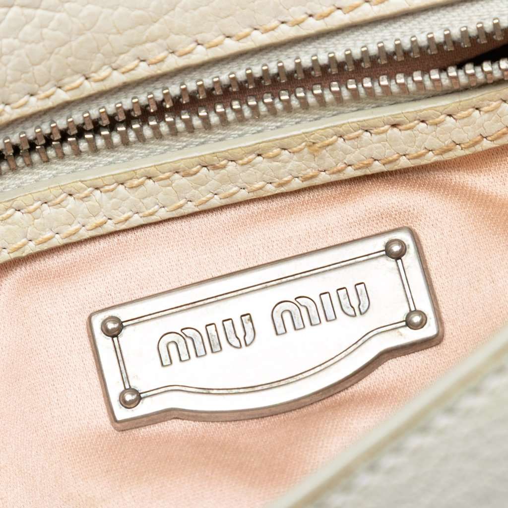 Miu Miu Goatskin Madras Floral Embossed Crossbody White Leather Very good - Box View
