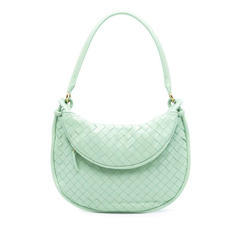 Bottega Veneta Medium Nappa Intrecciato Gemelli Hobo Green Leather Very good - Front View