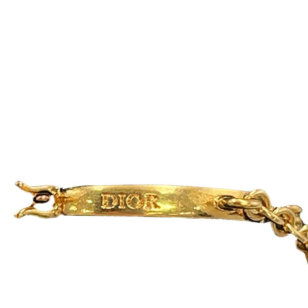 Dior Dio(r)evolution Gold Plated Strass Drop Hoop Earrings Gold Metal Very good - Model View