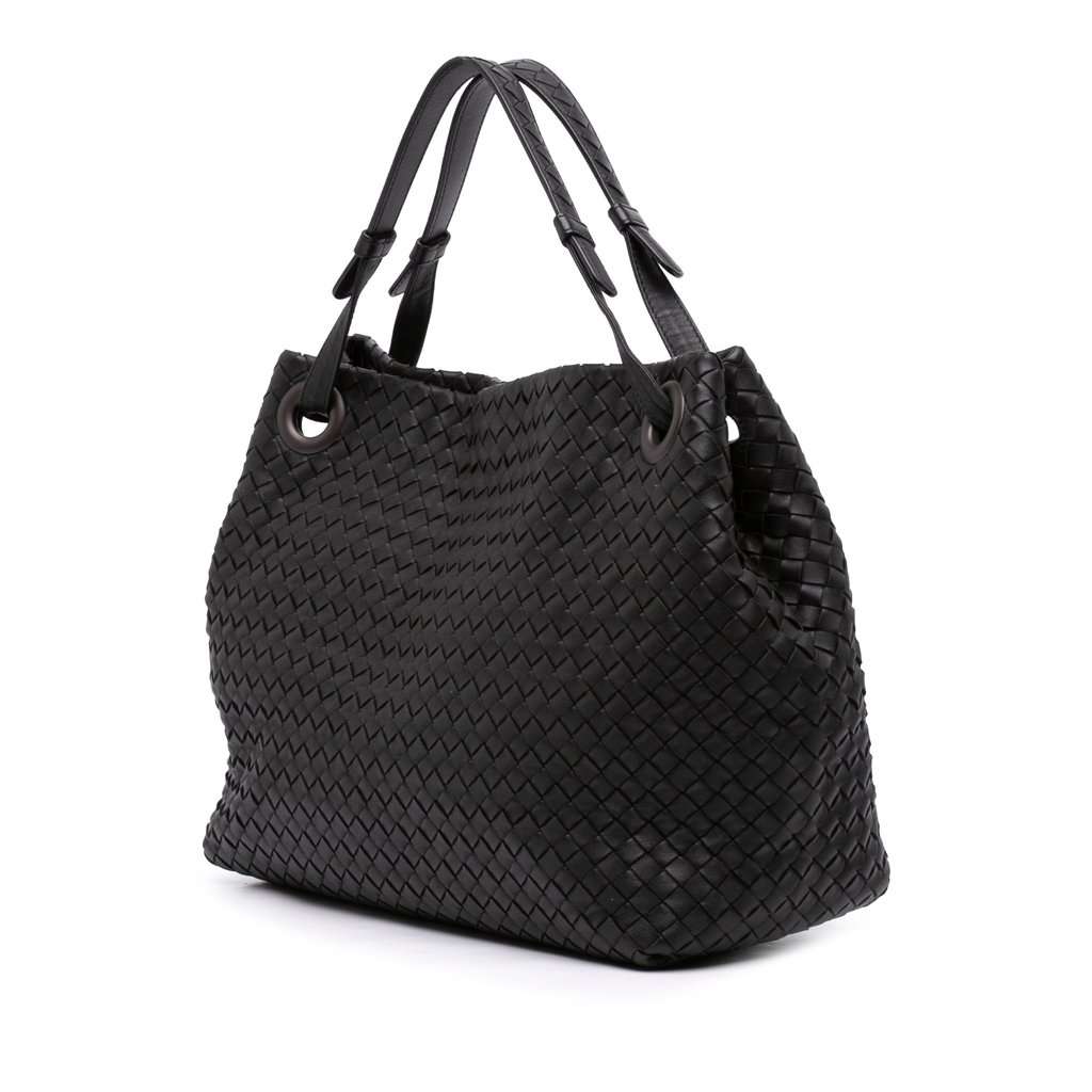 Bottega Veneta Medium Nappa Intrecciato Garda Tote Black Leather Very good - Back View
