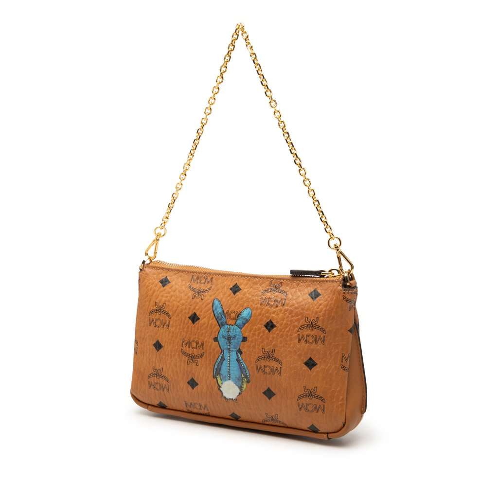 MCM Visetos Coated Canvas Rabbit Satchel Brown Very good - Back View