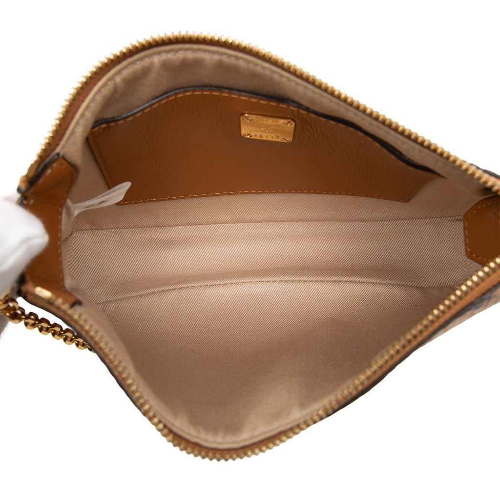 MCM Visetos Coated Canvas Rabbit Satchel Brown Very good - Model View
