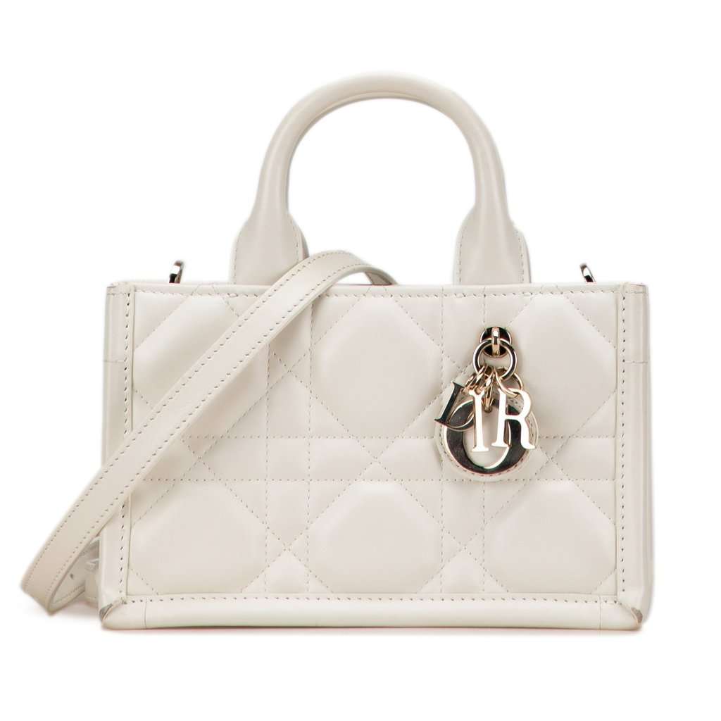Dior Mini Calfskin Macrocannage Book Tote White Leather Very good - Front View