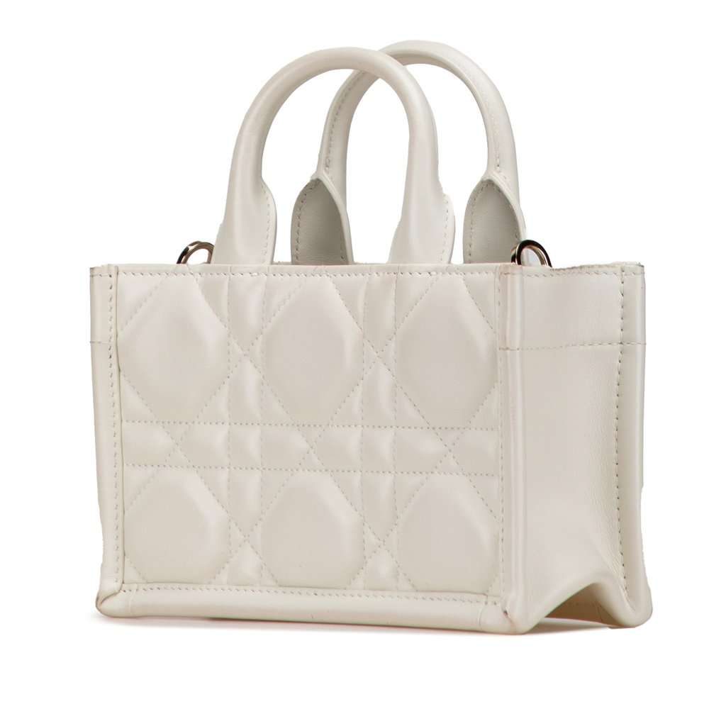 Dior Mini Calfskin Macrocannage Book Tote White Leather Very good - Back View