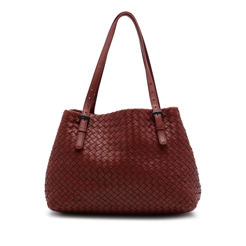 Bottega Veneta Medium Nappa Intrecciato Cesta Tote Red Leather Very good condition - Front View