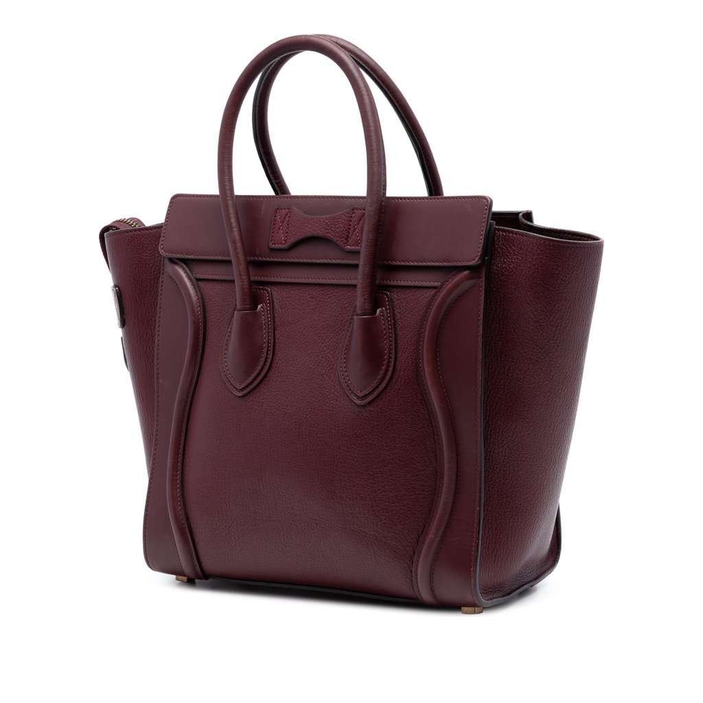 Celine Micro Smooth Calfskin and Goatskin Luggage Tote Red Leather Very good condition - Back View
