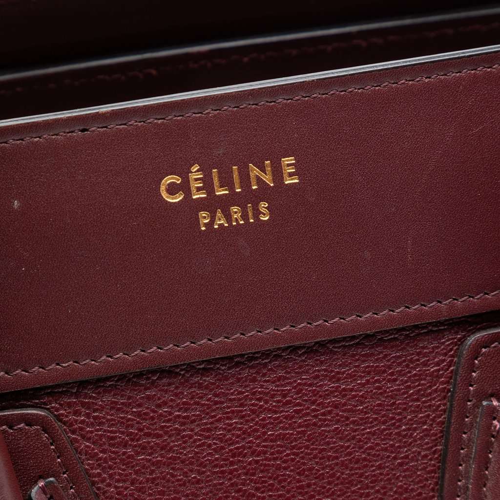 Celine Micro Smooth Calfskin and Goatskin Luggage Tote Red Leather Very good condition - Box View