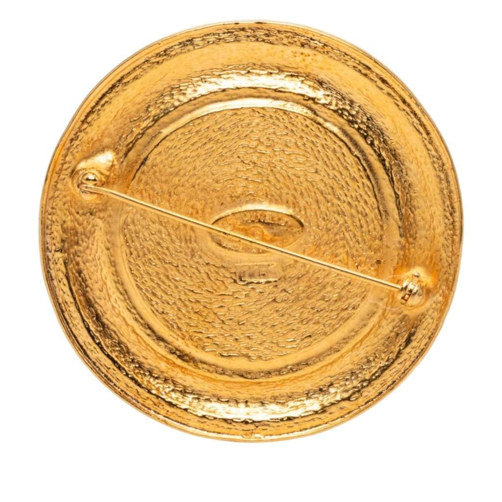 Chanel Gold Plated 31 Rue Cambon Round Brooch Gold Metal Very good condition - Back View