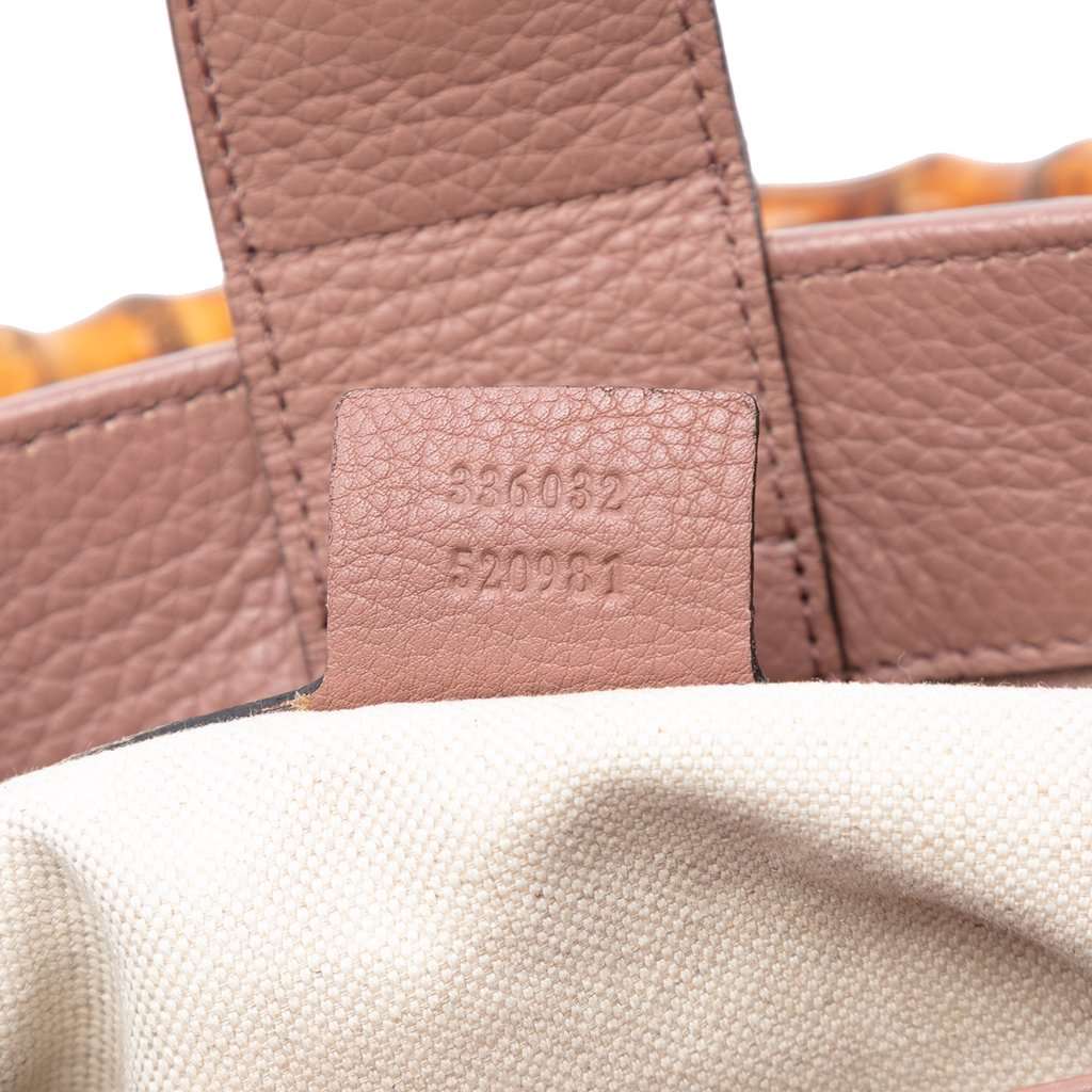 Gucci Small Calfskin Bamboo Shopper Satchel Pink Leather Very good condition - Box View