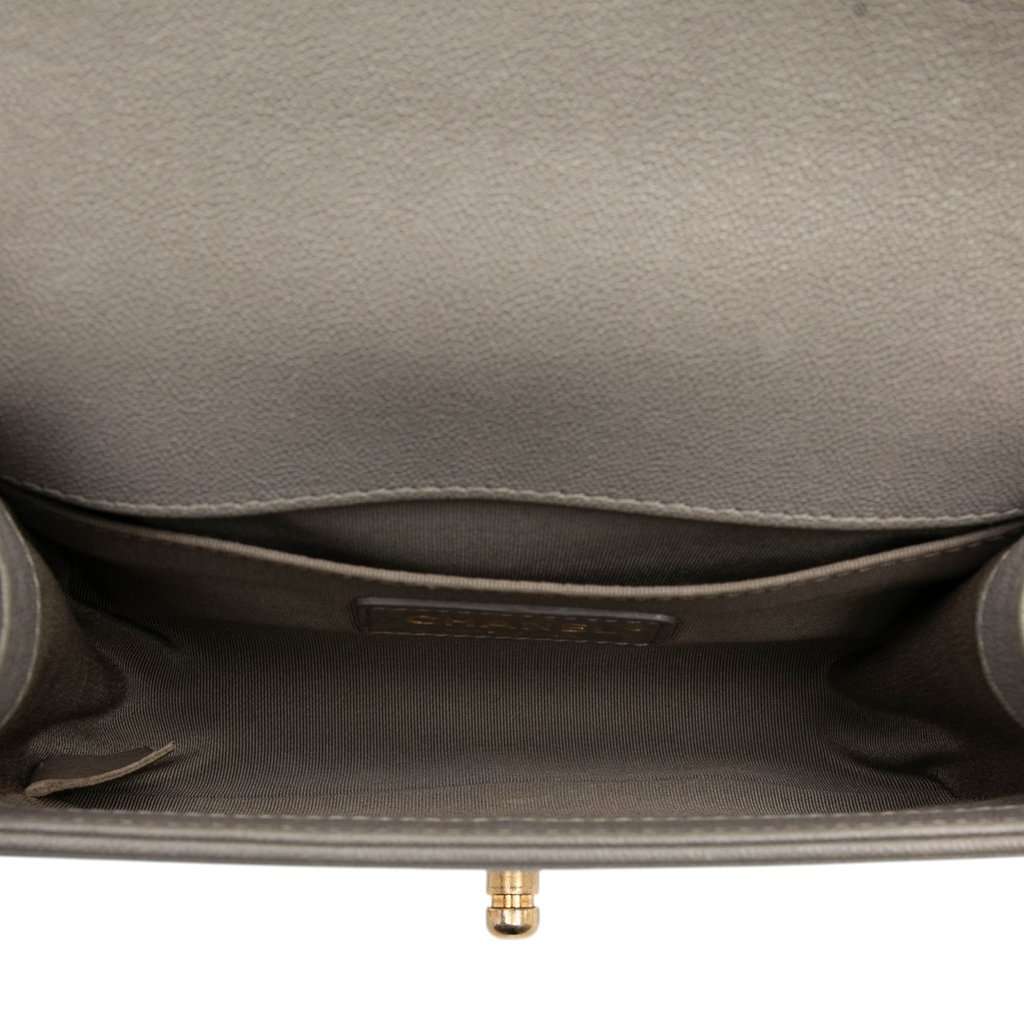 Chanel Small Quilted Caviar Boy Flap Brown Leather Very good - Model View