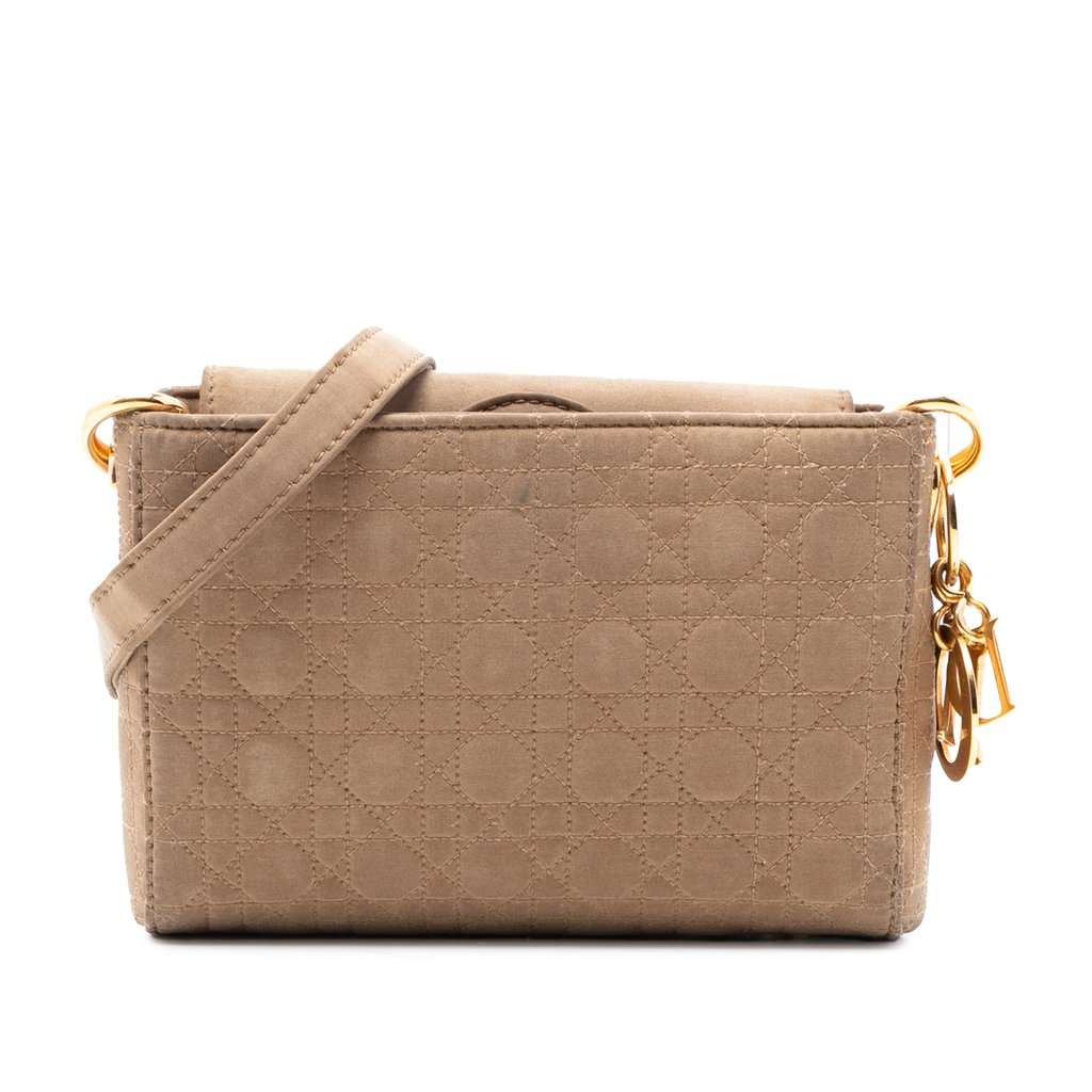 Dior Suede Cannage Lady Dior Crossbody Brown Leather Very good - Front View