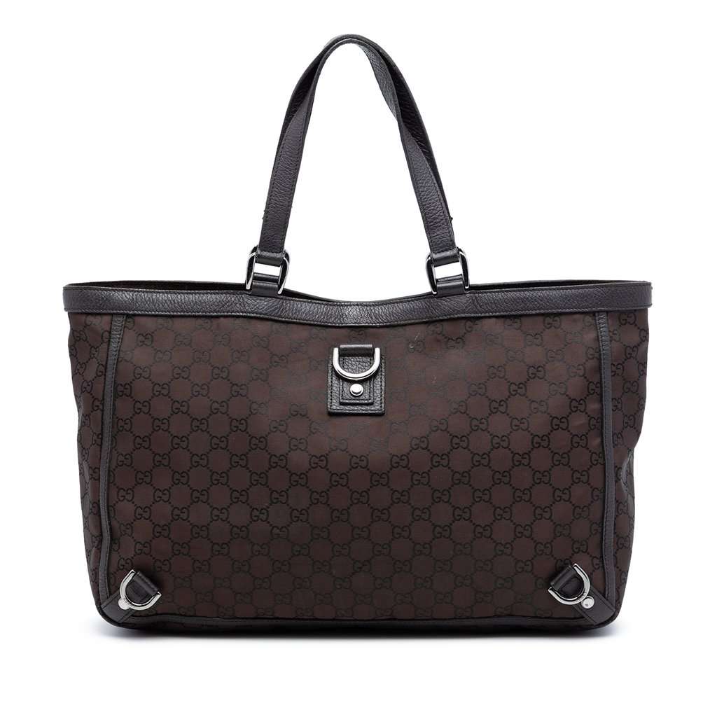 Gucci GG Nylon Abbey D Ring Tote Brown Very good condition - Front View
