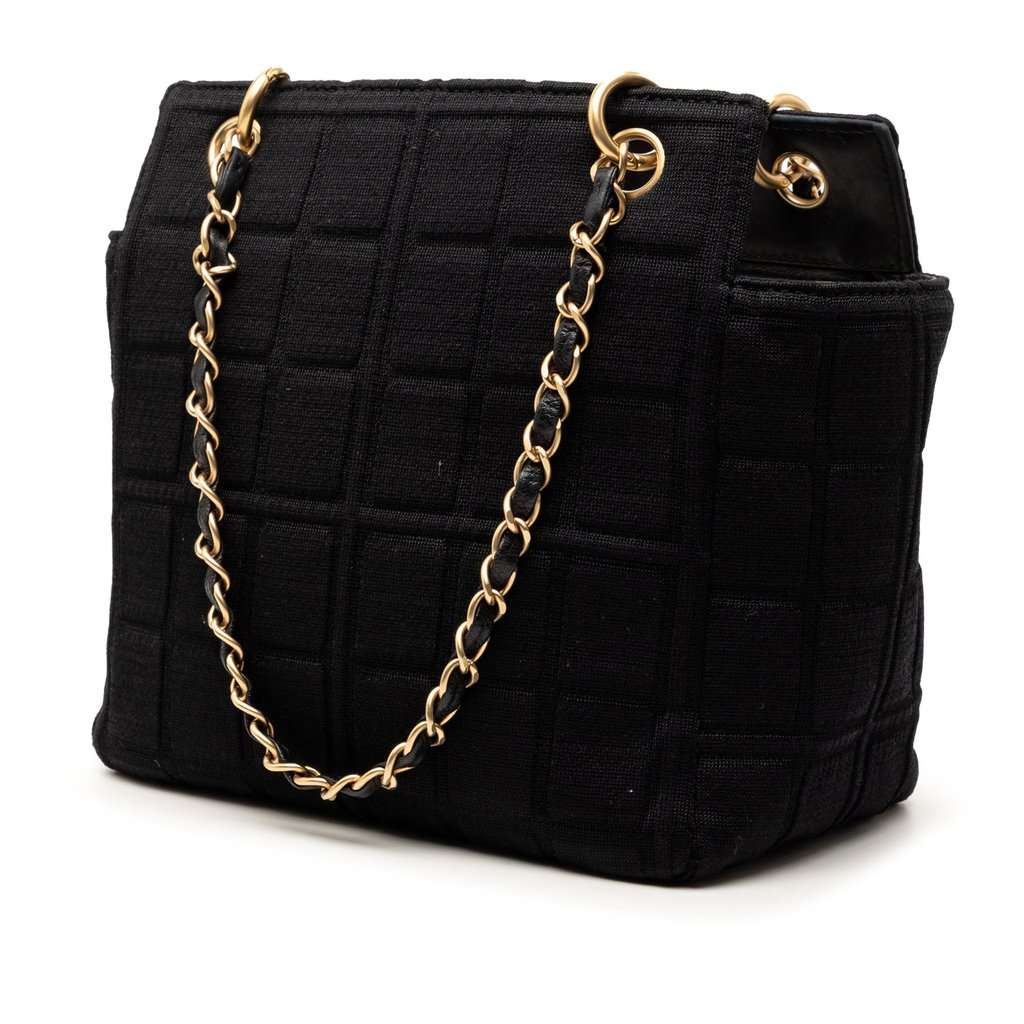 Chanel Jersey CC Chocolate Bar Shoulder Bag Black Very good condition - Back View