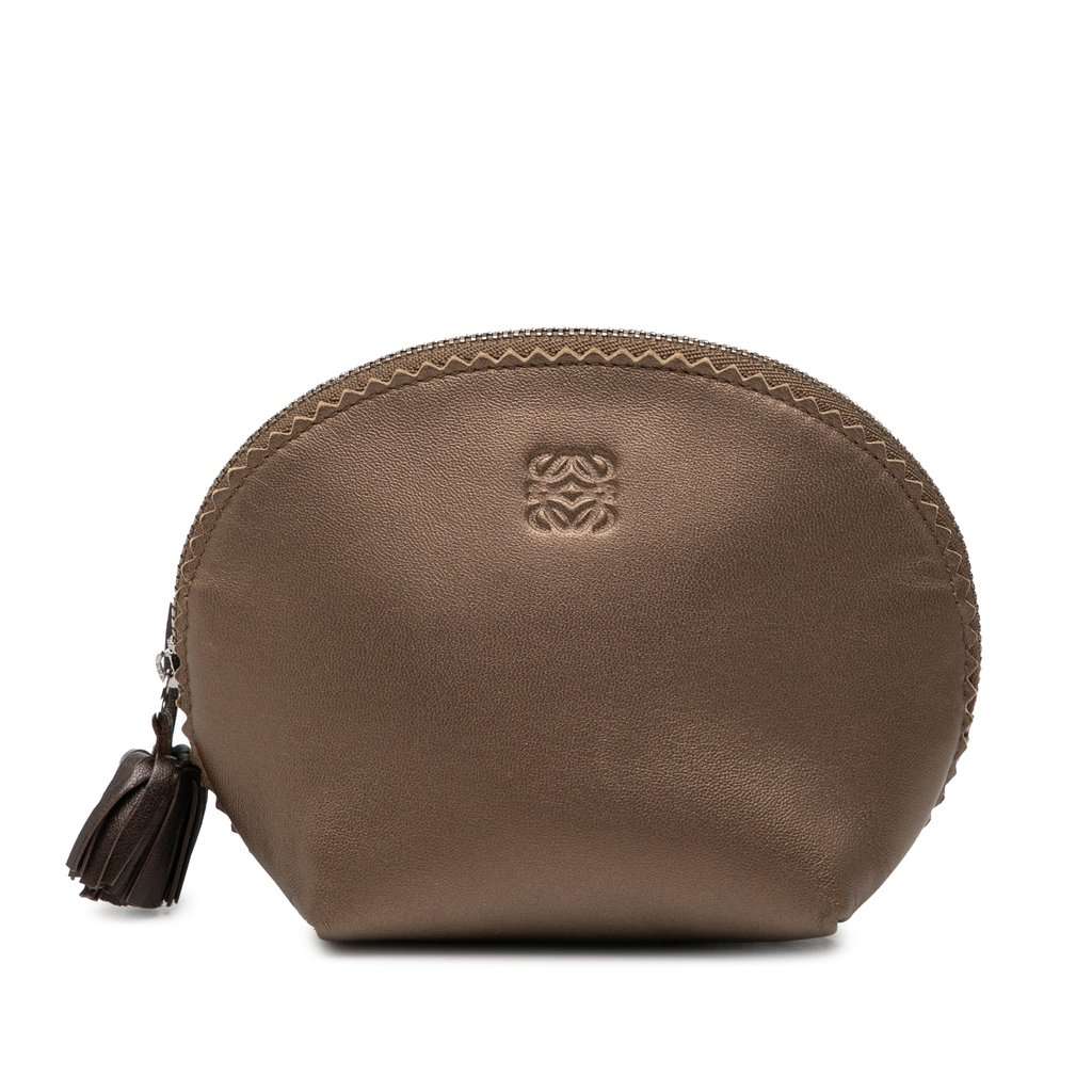 Loewe Leather Anagram Pouch Brown Leather Very good condition - Front View