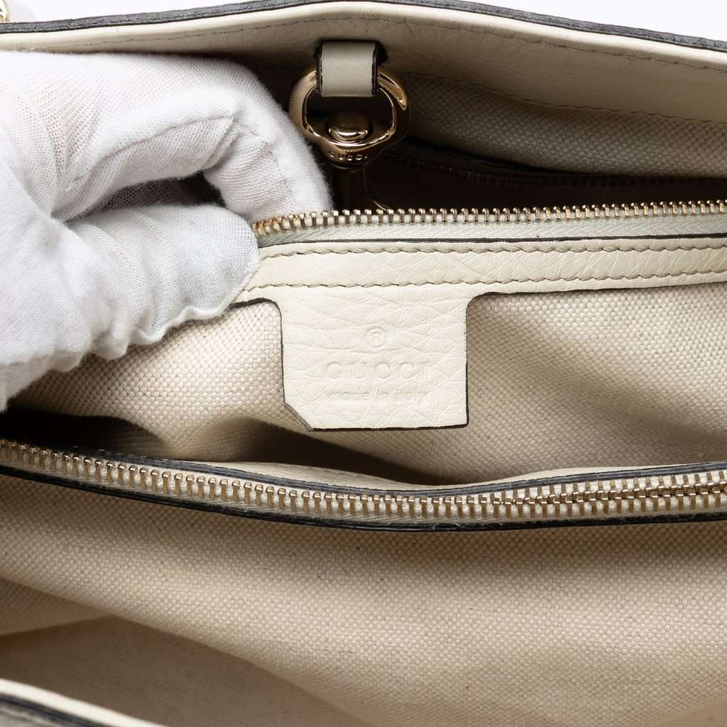 Gucci Medium Leather Bella Tote White Leather Very good condition - Box View