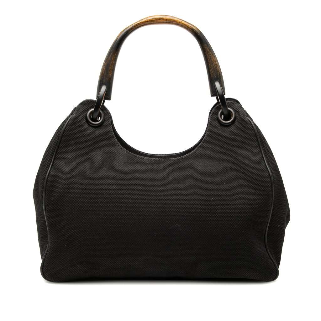 Gucci Canvas Shoulder Bag Black Very good condition - Front View
