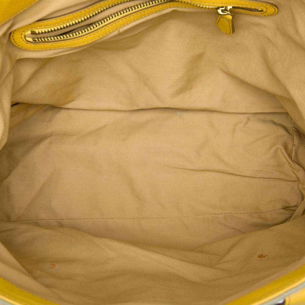 Burberry Leather Trimmed Canvas Tote Beige Very good - Model View