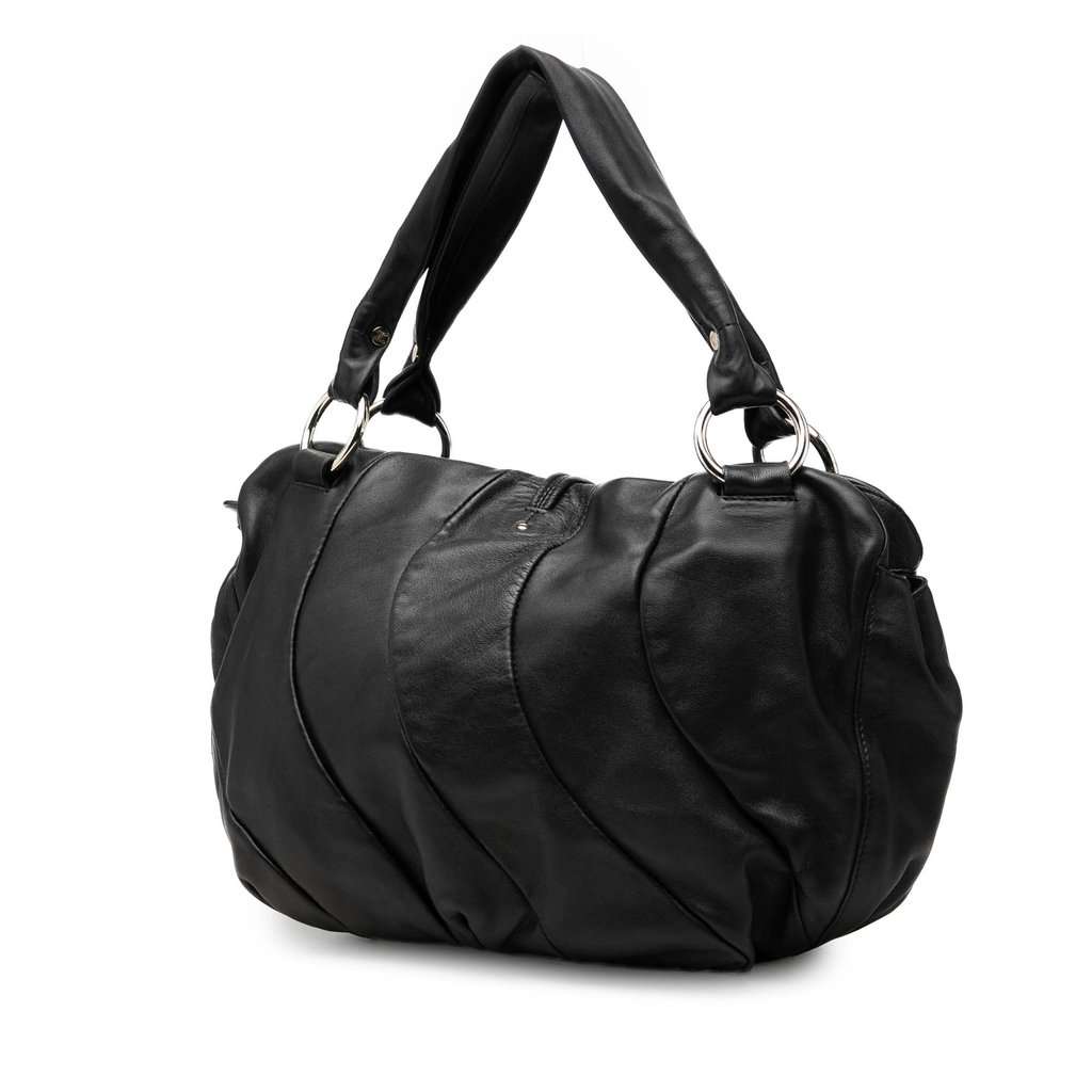 Celine Calfskin Pleated Bittersweet Hobo Black Leather Very good - Back View