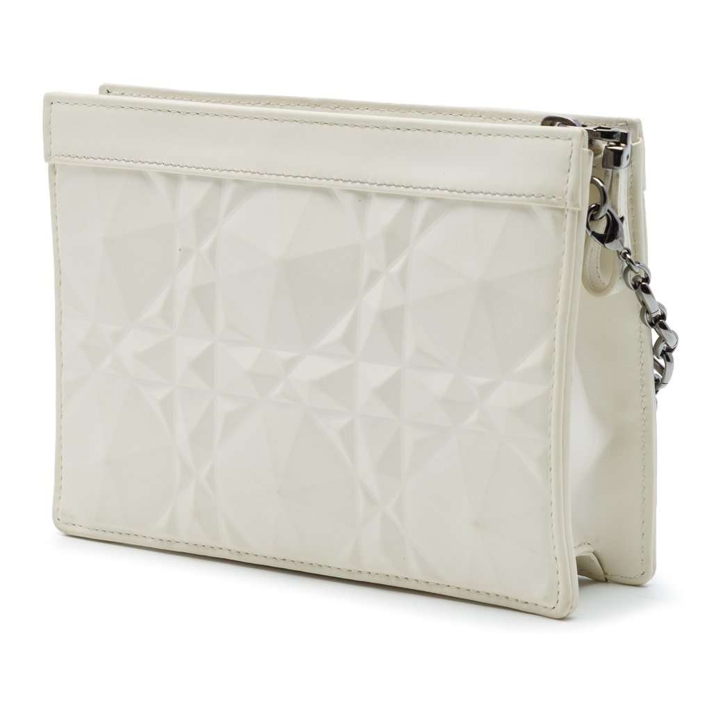 Dior Macrocannage Diamond Calfskin Caro Every Dior Pouch White Leather Very good - Back View