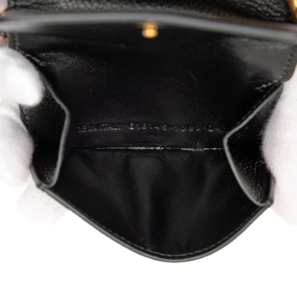 Balenciaga Mini Grained Calfskin Logo Cash Wallet On Chain Black Leather Very good - Box View