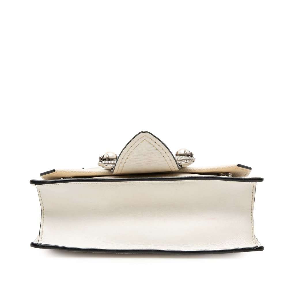 Miu Miu Goatskin Madras Soft Calf Crystal Embellished Crossbody White Leather Very good - Inside View