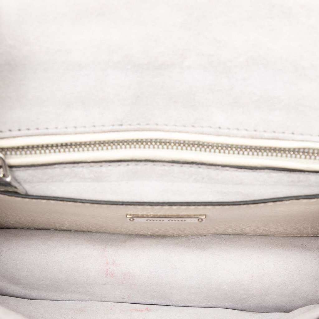 Miu Miu Goatskin Madras Soft Calf Crystal Embellished Crossbody White Leather Very good - Model View