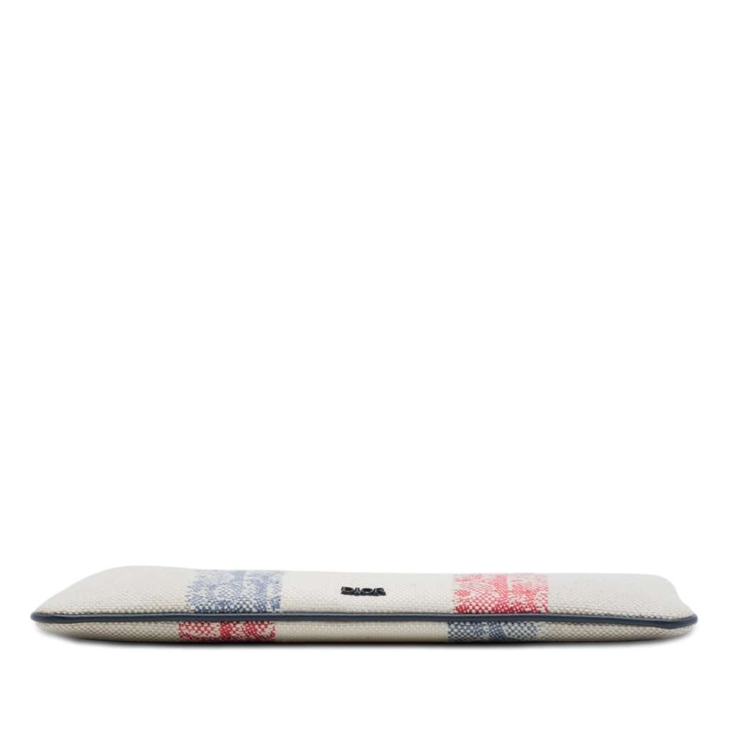 Dior Tricolor Oblique Canvas Stripe Zip Pouch Beige Very good condition - Inside View