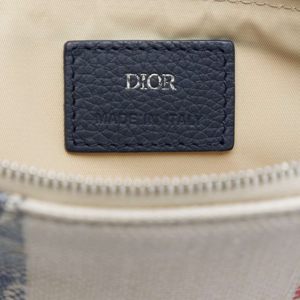 Dior Tricolor Oblique Canvas Stripe Zip Pouch Beige Very good condition - Box View