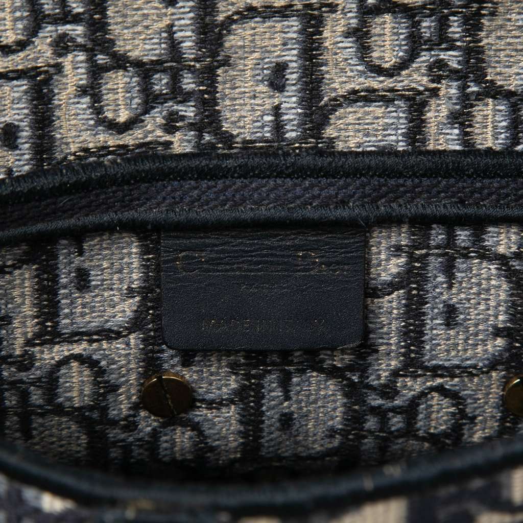 Dior Oblique Embroidered Canvas Saddle Bag Blue Very good condition - Box View