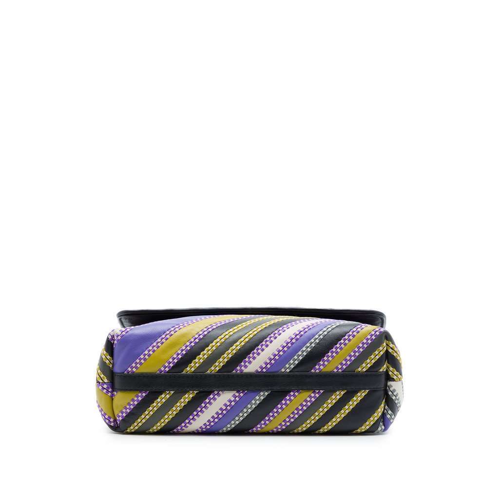 Bottega Veneta Small Nappa Diagonal Stripe Satchel Purple Leather Very good - Inside View