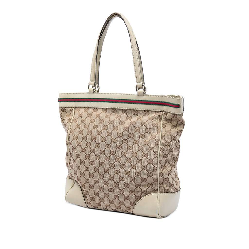 Gucci GG Canvas Web Mayfair Tote Beige Very good - Back View