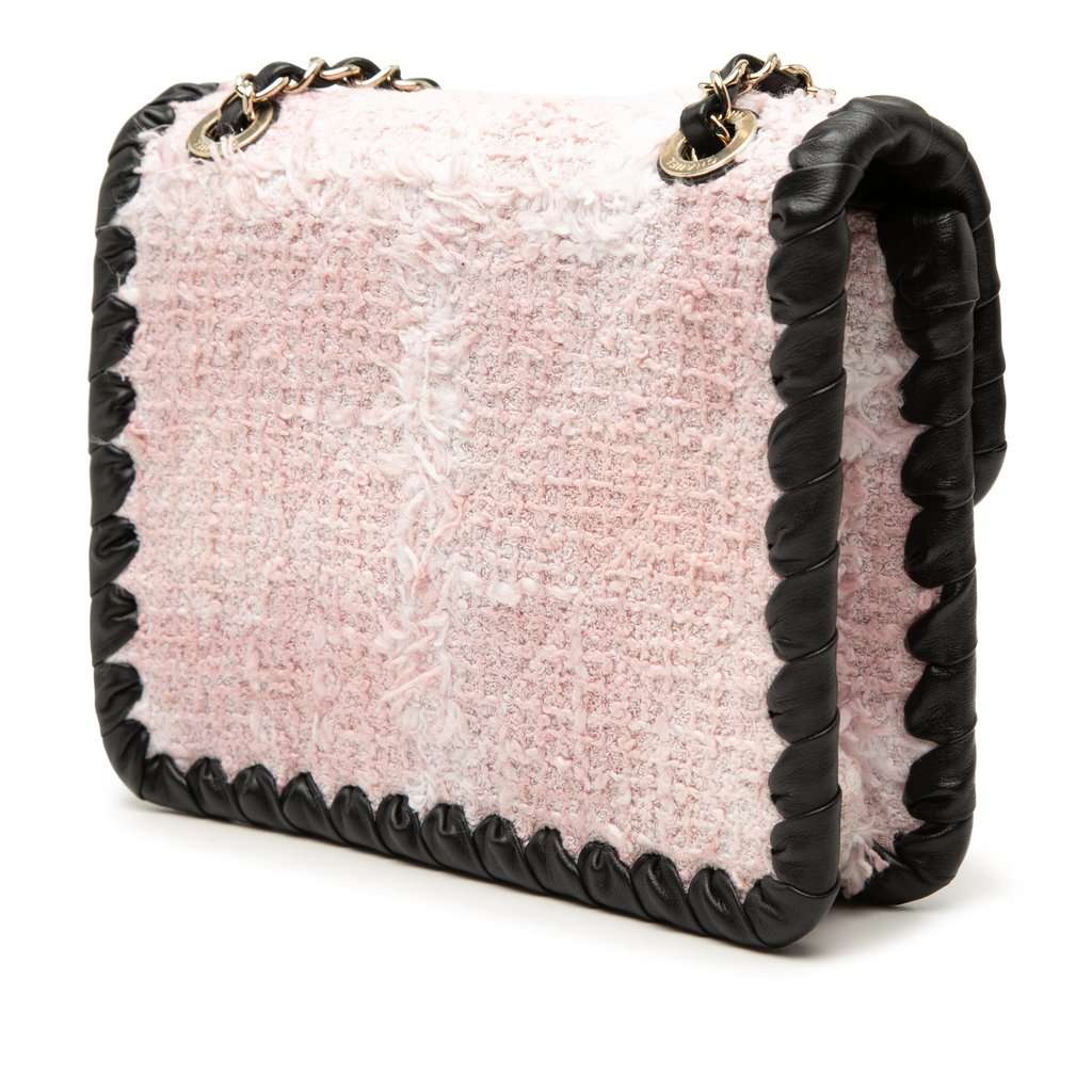 Chanel Mini Calfskin Braided Quilted Tweed My Own Frame Flap Pink Very good condition - Back View